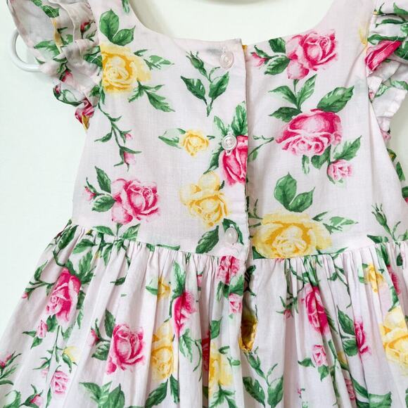 Janie and Jack Pink Floral Ruffle Dress & White Cardigan 6-12 mo Spring Easter - Picture 7 of 13